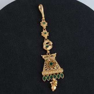 Beautiful Floral Green Rajwadi Gold Plated Tikli / Bindi