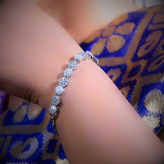 Elegant Silver-Plated American Diamond Bracelet | BC-0413 |