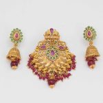 Classic Peacock Ruby Stone Pendant Set