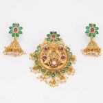 Classic Plants Green Stone Pendant Set