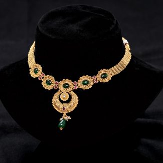 Cute Antique Rajwadi 1gm Gold Plated Matt Finish Necklace Set