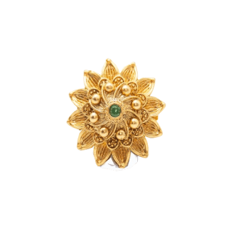 Cute Floral Green Stone Gold Finish Ring