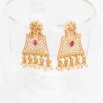 Cute Floral Ruby Stone Matt Finish Earrings
