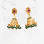 Cute Flower Ruby Green Stone Jhumka Earring