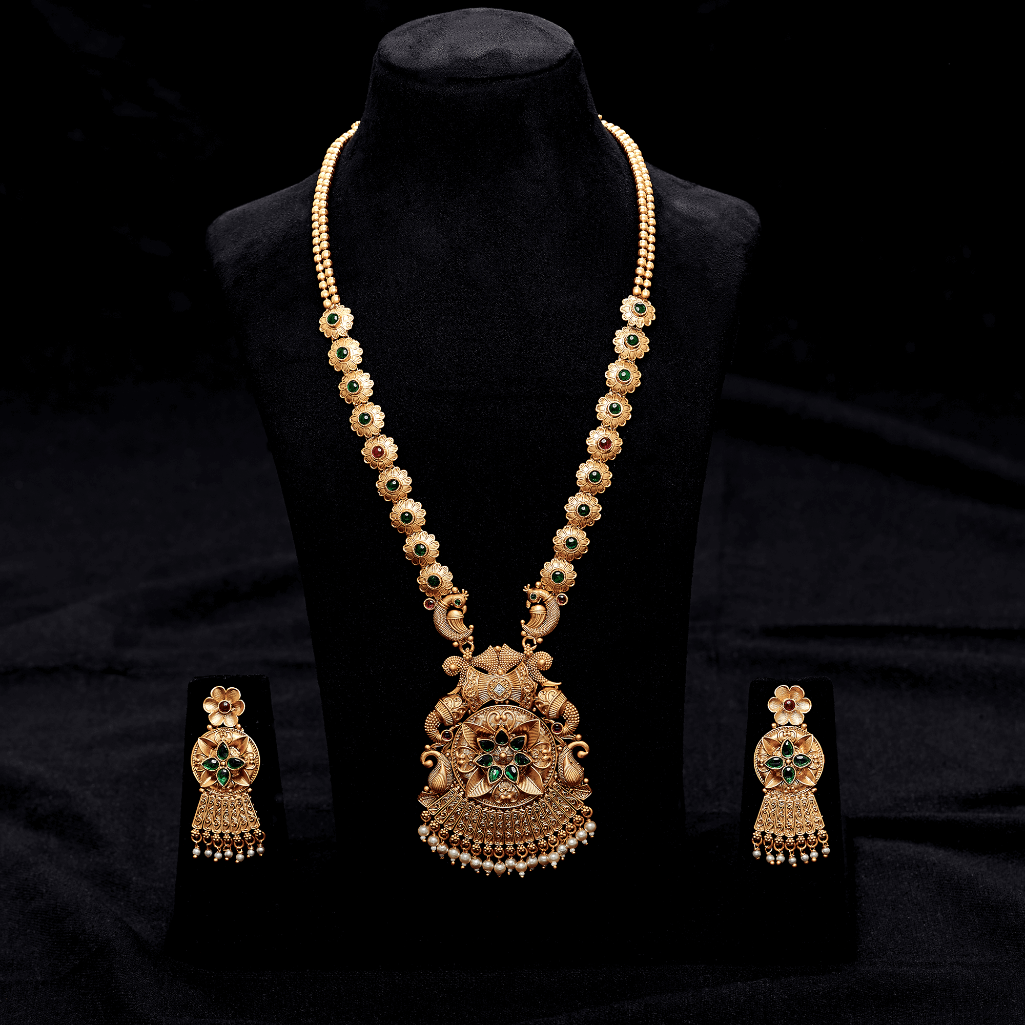 gorgeous-peacock-green-gold-matt-finish-long-necklace-set-2023-10-20-06-49-06-8474.png