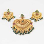 Green Stone Cute Peacock Pendant Set