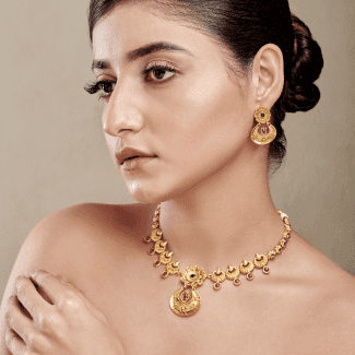 Ruby Rajwadi 1GM Gold Plated Necklace Set