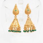 Small Peacock Green Stone Gold Plated Jhumka Earring