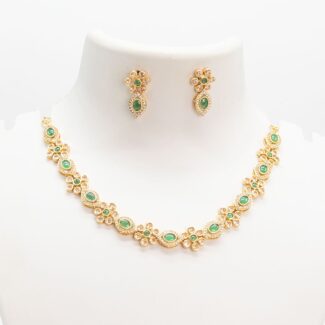 "Majestic Sparkle: American Diamond Bridal Necklace Set" ADNECK-0588