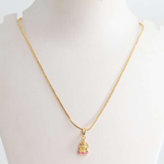 "God Laxmi Pendant With Chain for Men & Women Gold Plated with Meena Design" PWC- 0575