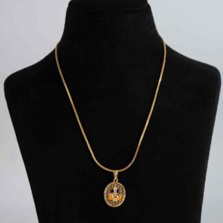 God Lord Ganesha Pendant  With Chain For Men & Women  Gold Plated With Meena Design PWC-0782