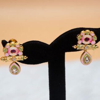 "Elegant Gold Meena  Earrings – Timeless Charm and Grace" MERIN-0926