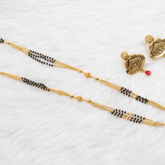 Traditional Gold-Plated Mangalsutra with Matching Earrings