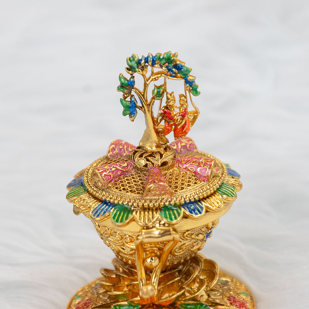 Royal Meenakari Sindoor Box in Gold Plating Royal Meenakari Sindoor Box in Gold Plating