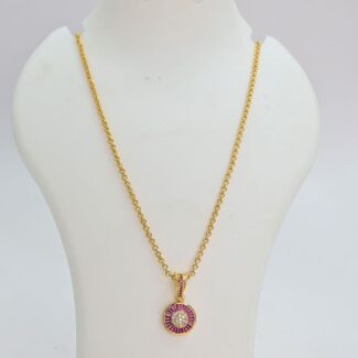 "Sparkle in Style with This Elegant Gold Plated AD Pendant and Chain Set" PWC-1106