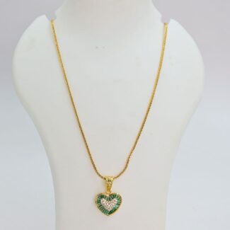 "Sparkle in Style with This Elegant Gold Plated AD Pendant and Chain Set" PWC-1109