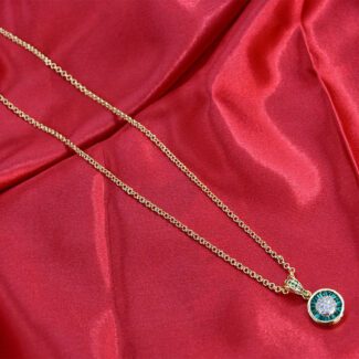 Sparkling AD Pendant with Gold Chain