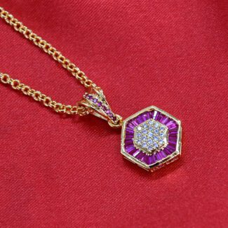 Sparkling AD Pendant with Gold Chain