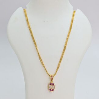 "Sparkle in Style with This Elegant Gold Plated AD Pendant and Chain Set" PWC-1112